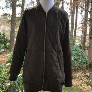 Love Tree Olive Green Quilted long Bomber …